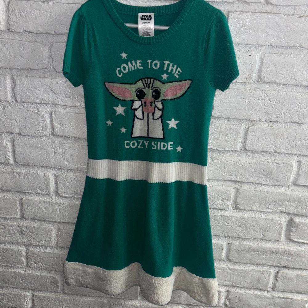 Star Wars Kids Teal Dress with Baby Yoda Graphic